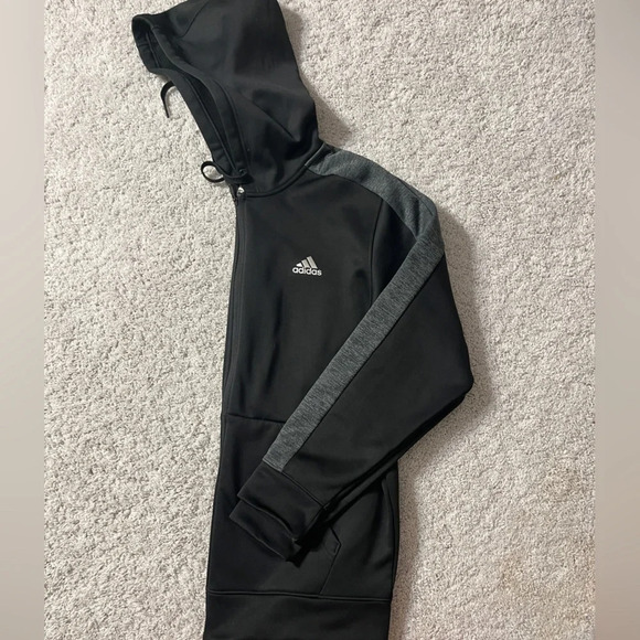 Adidas Climawarm mens warm athletic hoodie zip up black gray size Large - Picture 4 of 9